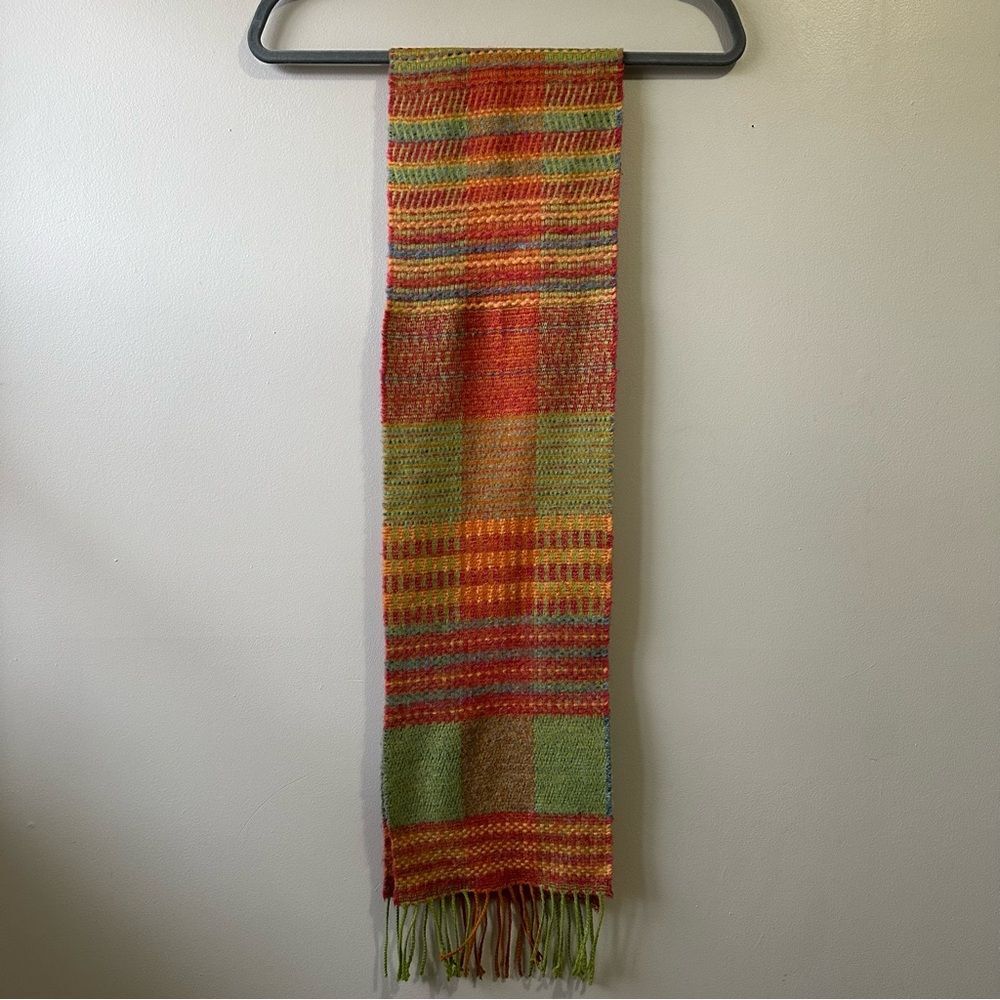 Victoire Mattieu Paris Pink Green Orange Yellow Fringe Rectangular Blanket Scarf